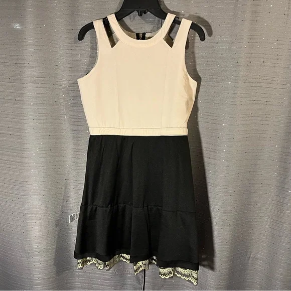 TM by Truly Me Glittery Gold/Black Dress Sleeveless With Stylish Shoulder Straps